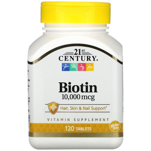 Таблетки 21st Century Biotin 10 000 мкг, 80 г, 120 шт.