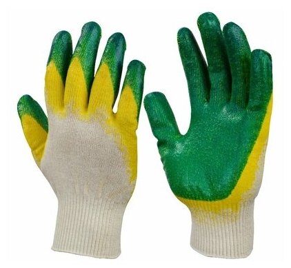 10 пар Строительные перчатки рабочие с двойным латексным обливом хб 13 класс