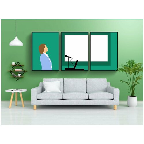 фото Набор модулных постеров для интерьера "тренер, доска, учебный класс" 60x90 см. в тубусе, без рамки lotsprints