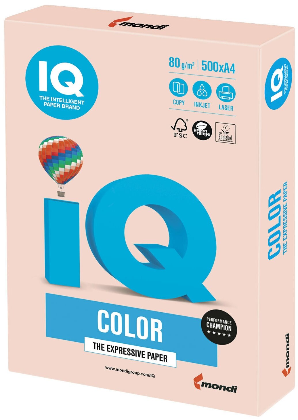 Бумага цветная IQ Сolor A4, 80 г/м2, 500 л., пастель, темно-кремовая