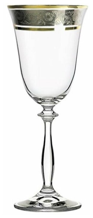 фото Бокал для белого вина 185 мл 1 шт Crystalex CZ s.r.o. "Анжела /Цветочный узор на платине" / 114466