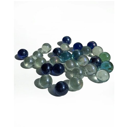 Стеклянные шарики Аквагрунт камешки марблс/грунт стеклянный Металлик прозрачные Голубые, синие, белые, зеленые, 16 мм, 30 шт камешки марблс белые стеклянные шарики 16мм