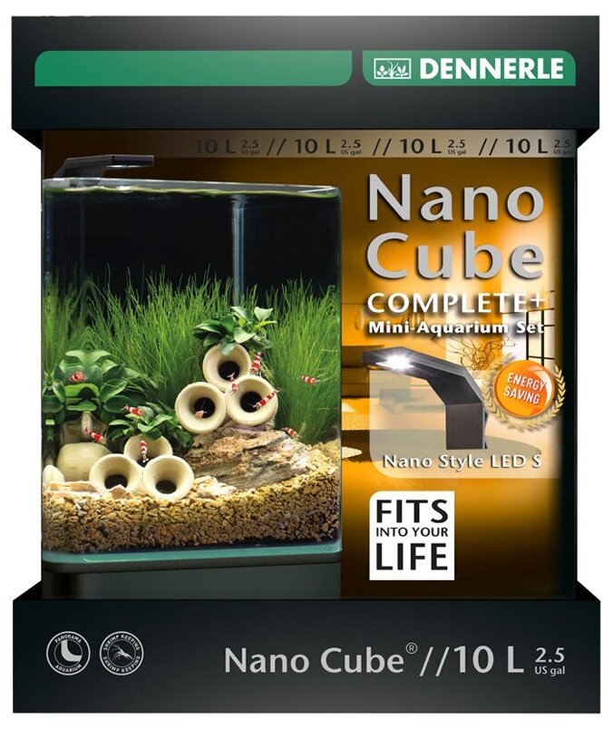 Dennerle Nanocube Complete+ Style LED, Аквариум 10 литров (фильтр, освещение, питательная подложка) - фотография № 4