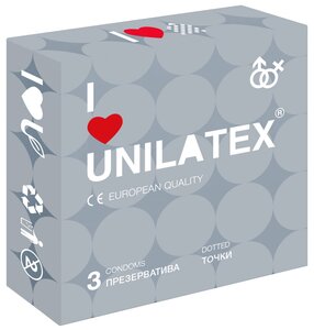 Unilatex / Презервативы Unilatex Dotted 3 шт, С точечной поверхностью.