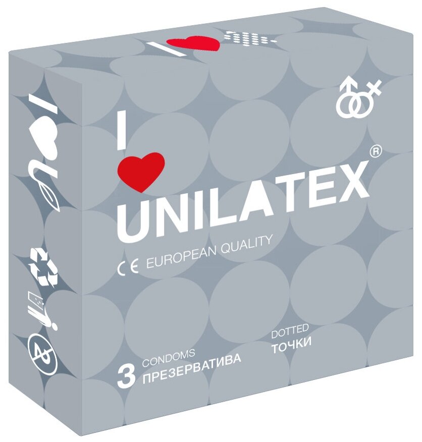 Unilatex / Презервативы Unilatex Dotted 3 шт, С точечной поверхностью.