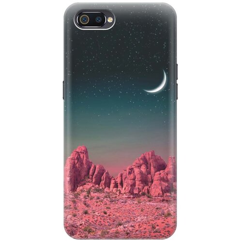 фото Gosso ультратонкий силиконовый чехол-накладка для oppo a1k / realme c2 с принтом "месяц над розовыми горами"
