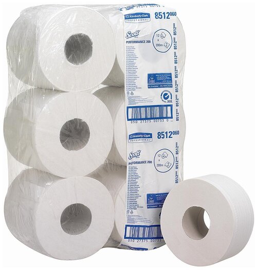 Туалетная бумага Scott Jumbo белая двухслойная 8512 12 рул. 526 лист., белый, без запаха