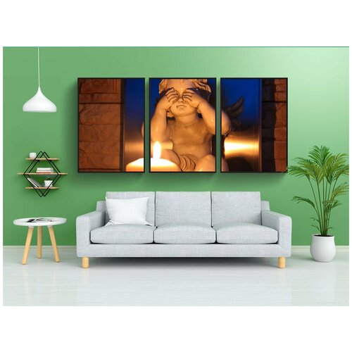 фото Набор модулных постеров для интерьера "я не вижу зла, ангел, свеча" 60x90 см. в тубусе, без рамки lotsprints