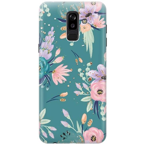 фото Re:paчехол - накладка artcolor для samsung galaxy j8 (2018) с принтом "цветы и золотые блестки"