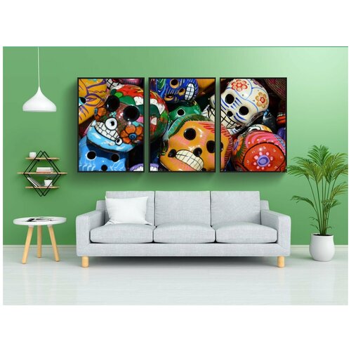 фото Набор модулных постеров для интерьера "мексика, calaveritas, калавера" 60x90 см. в тубусе, без рамки lotsprints