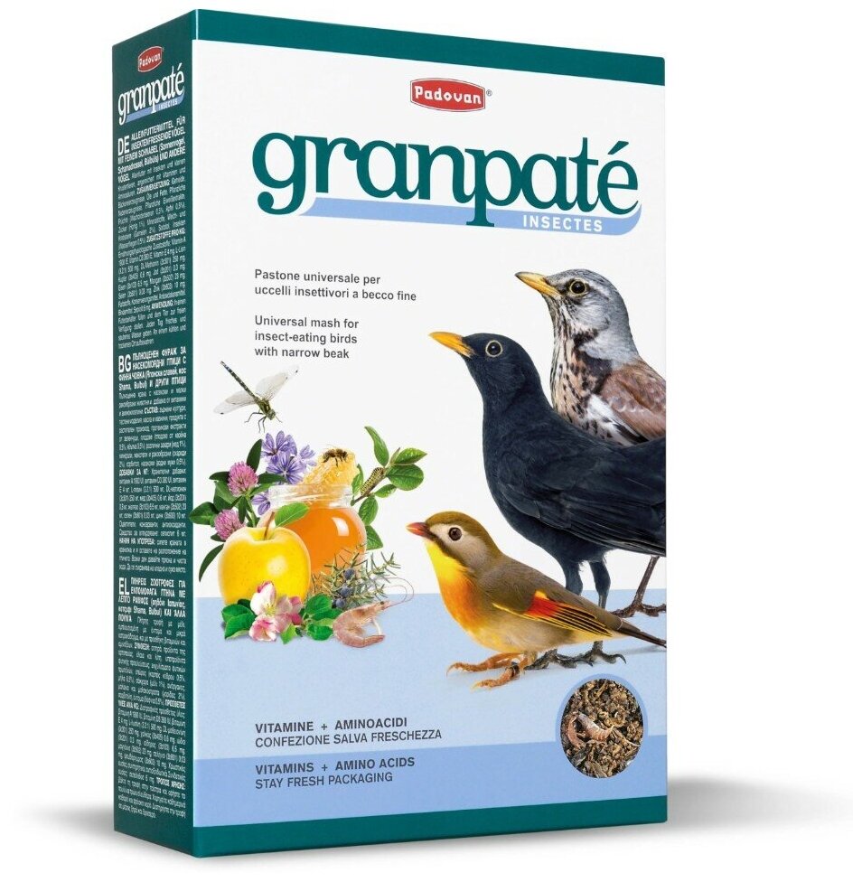 Padovan корм Granpatee Insectes для насекомоядных птиц, 1кг