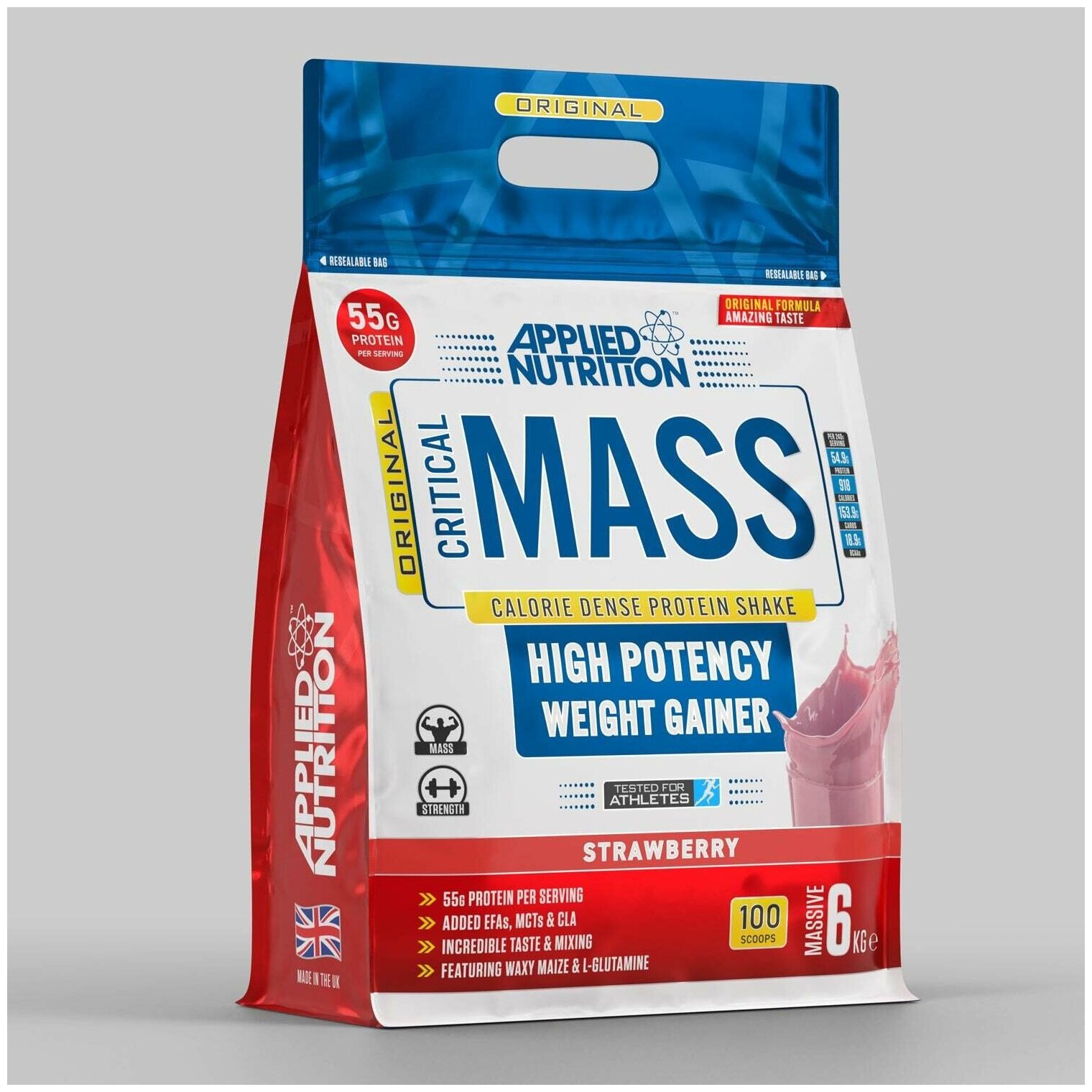 Гейнер Applied Nutrition CRITICAL MASS ORIGINAL Клубника 6000 гр