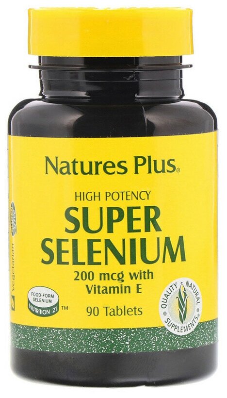 Таблетки Nature's Plus Super Selenium с витамином Е 200 мкг 90 шт.