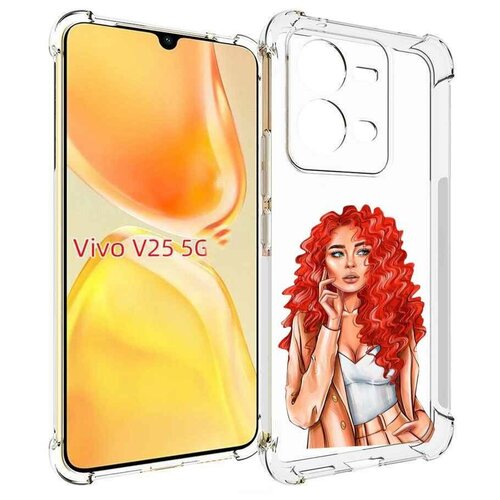 Чехол MyPads девушка-с-яркими-волосами женский для Vivo V25 5G / V25e задняя-панель-накладка-бампер