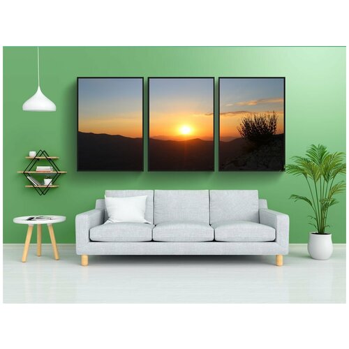 фото Набор модулных постеров для интерьера "заход солнца, вечер, солнце" 60x90 см. в тубусе, без рамки lotsprints