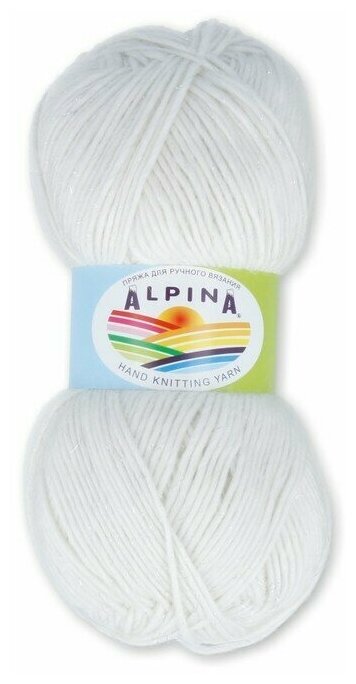 Пряжа Alpina "STELLA" 3 шт. по 100 г 50% альпака, 45% мериносовая шерсть, 5% металлизированный полиамид с люрексом 250 м №84 белый