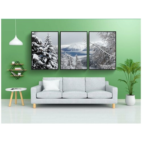 фото Набор модулных постеров для интерьера "зима, снег, рождество" 60x90 см. в тубусе, без рамки lotsprints