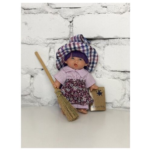 Пупс-мини Lamagik Ведьмочка, с фиолетовыми волосами, в клетчатой шляпе, 18 см, арт. 138U-4