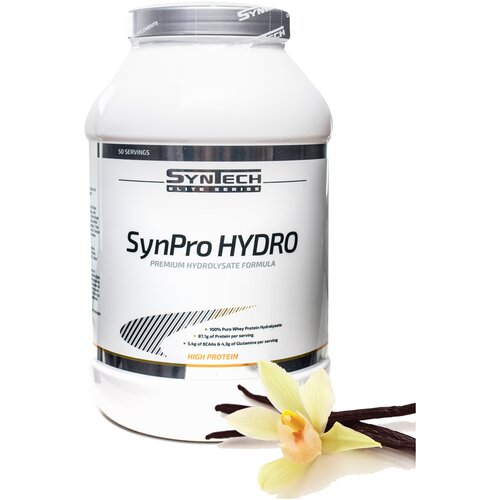 Протеин. Syntech Nutrition SynPro Hydro (Гидролизат сывороточного белка). Вкус: Ваниль. 1500 г. протеин syntech nutrition synpro hydro гидролизат сывороточного белка вкус печенье крем 1500 г