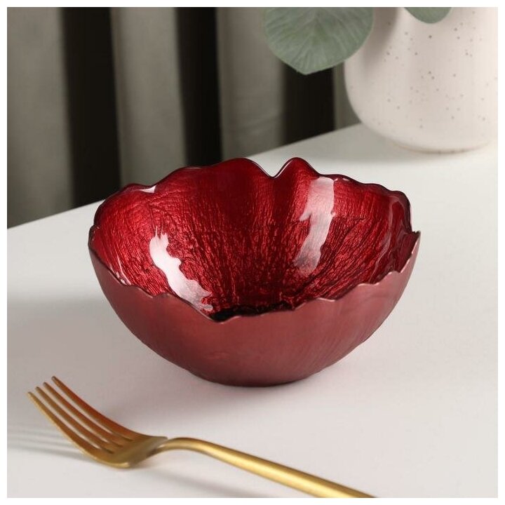 Салатник Флора 14 см цвет красный