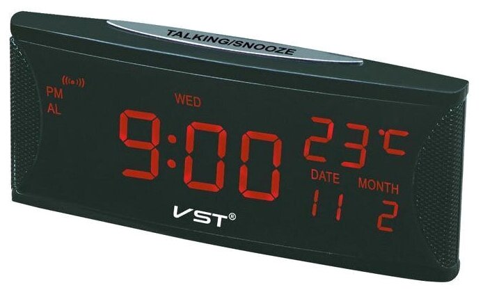VST 719W-1 Часы настольные говорящие, красные цифры
