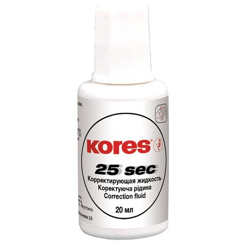 Kores Корректирующая жидкость Kores White, 20мл, на химической основе, с кистью, 10 шт.