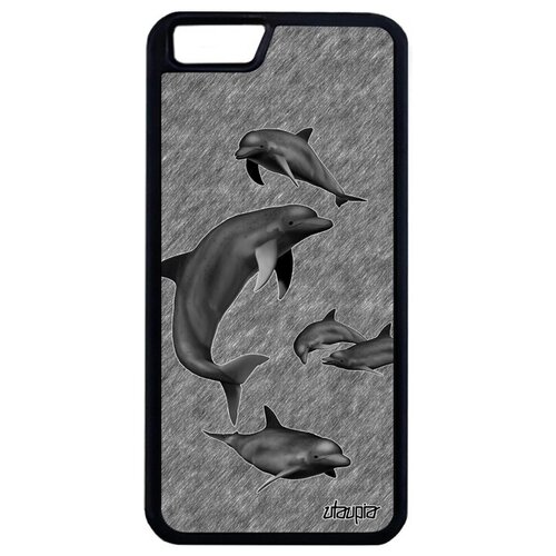 фото Красивый чехол на смартфон // apple iphone 6 plus // "дельфины" морские нарвал, utaupia, серый