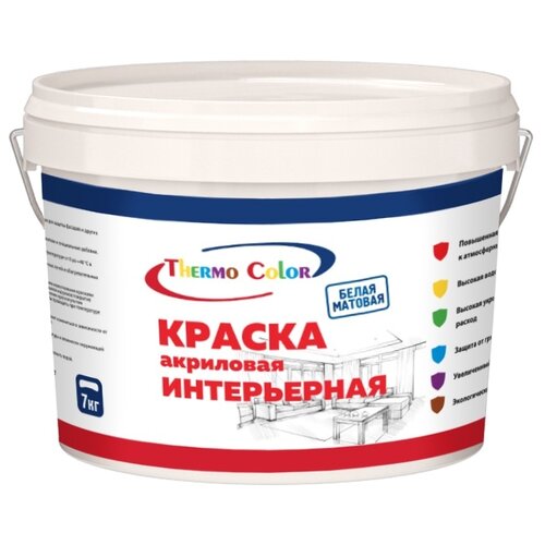 Краска акриловая Thermo Color Стандарт 12 кг Белая матовая