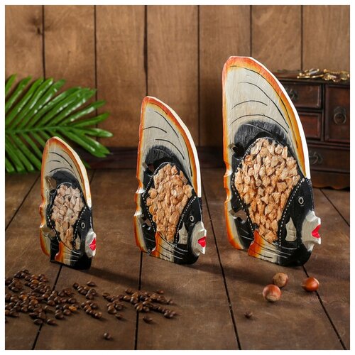 фото Сувенирный набор дерево "рыбки с оранжевым краем" 20х8х25 см yandex market