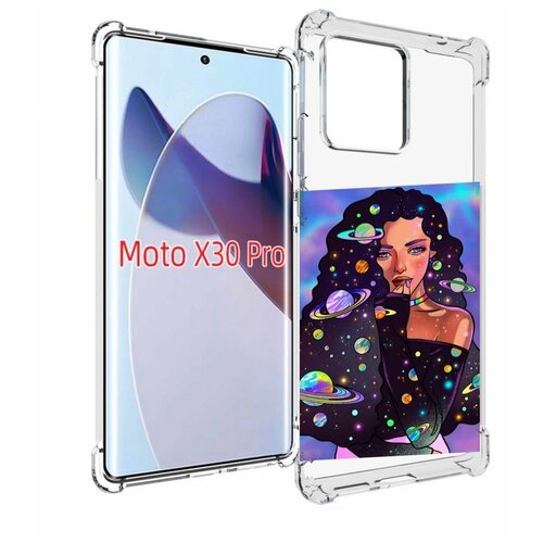 Чехол MyPads девушка-с-планетами-в-волосах женский для Motorola Moto X30 Pro задняя-панель-накладка-бампер