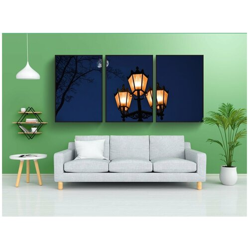 фото Набор модулных постеров для интерьера "уличный фонарь, исторический, свет" 60x90 см. в тубусе, без рамки lotsprints