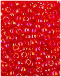 Японский бисер Toho, размер 11/0, цвет: Радужный прозрачный светлый сиамский рубин, 10 грамм