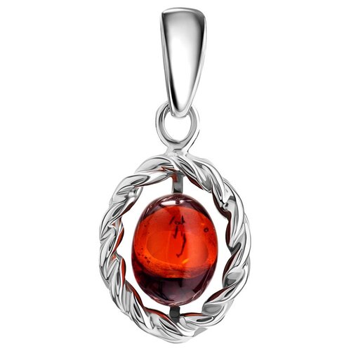 фото Amberholl красивая подвеска из серебра с янтарём вишнёвого цвета «флоренция»