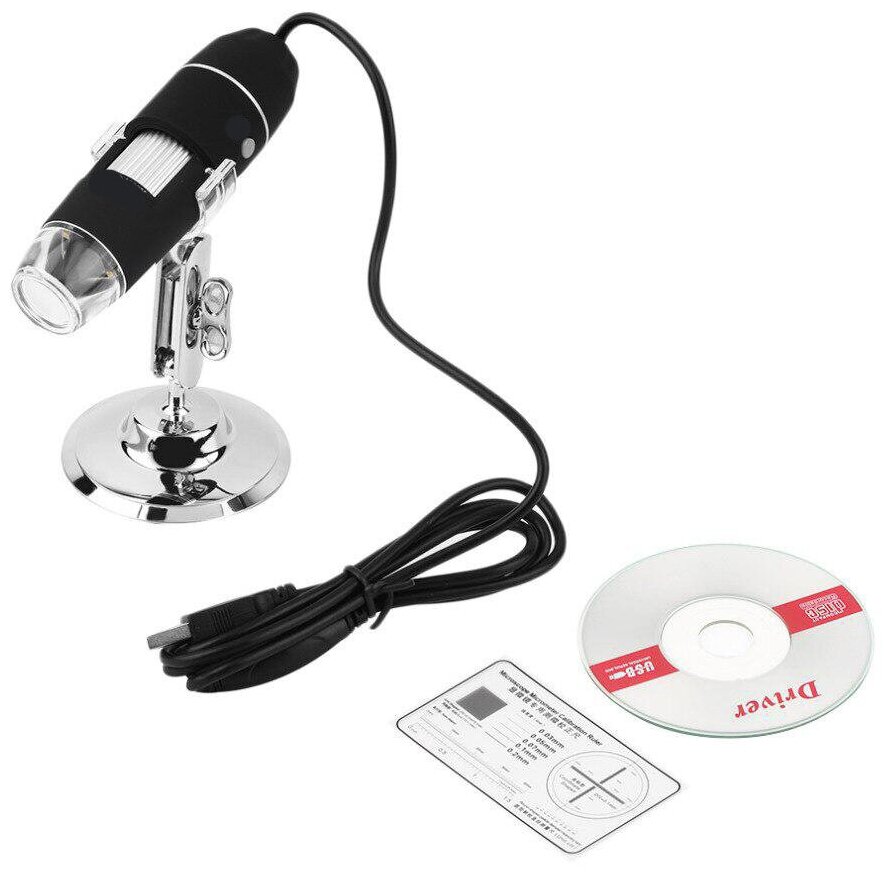 Цифровой USB микроскоп с подсветкой / Электронный микроскоп для компьютера / Микроскоп для дома / Микроскоп с камерой школьный / Микроскоп
