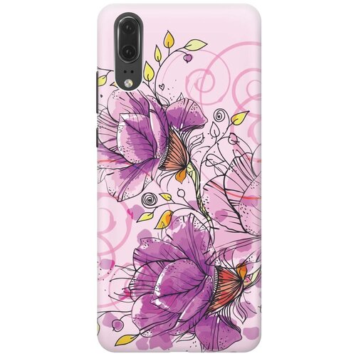 фото Re:pa накладка transparent для huawei p20 с принтом "розовые цвета"