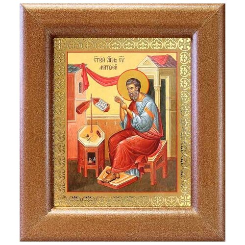 апостол матфей евангелист икона в резной рамке Апостол Матфей, евангелист, икона в широкой рамке 14,5*16,5 см
