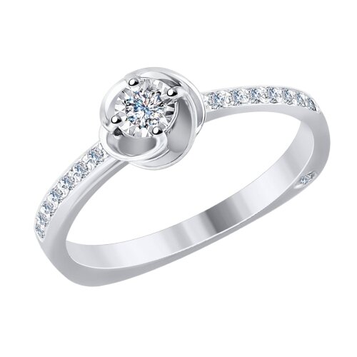 Кольцо SOKOLOV Diamonds из белого золота с алмазной гранью с бриллиантами 1011699, размер 17