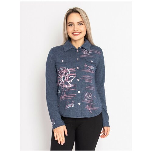 фото Рубашка margo, размер 44, темно-синий меланж