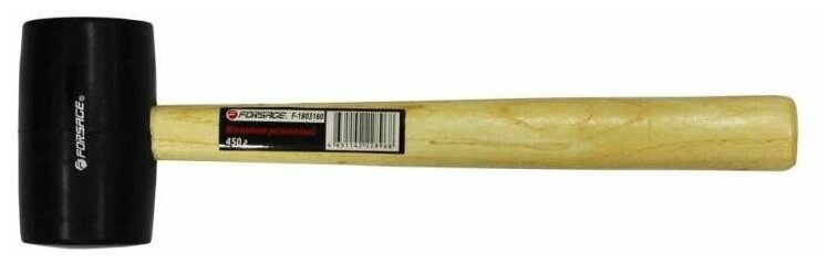 Киянка резиновая с деревянной ручкой (340г Ø45мм) Forsage F-1803120