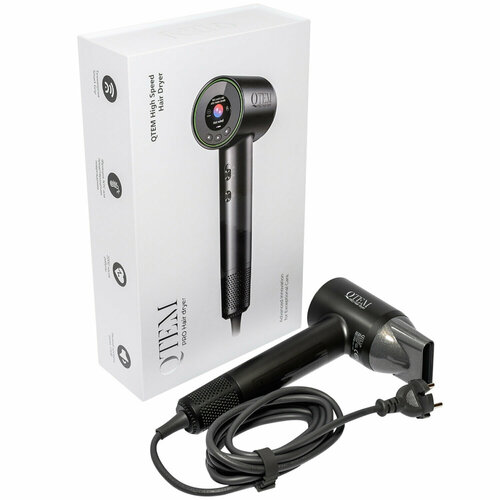 QTEM Фен Touch Sensing Hair Dryer, темно-серый, 1 шт