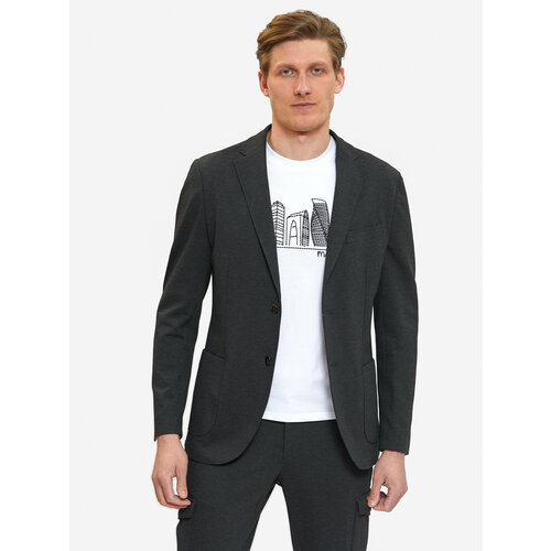 Пиджак KANZLER, силуэт полуприлегающий, однобортный, размер 52, серый