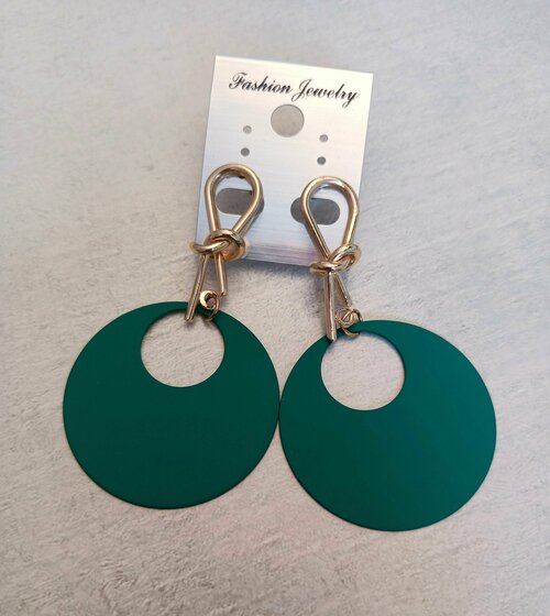 Серьги одиночные Fashion jewelry, размер/диаметр 5 мм., зеленый