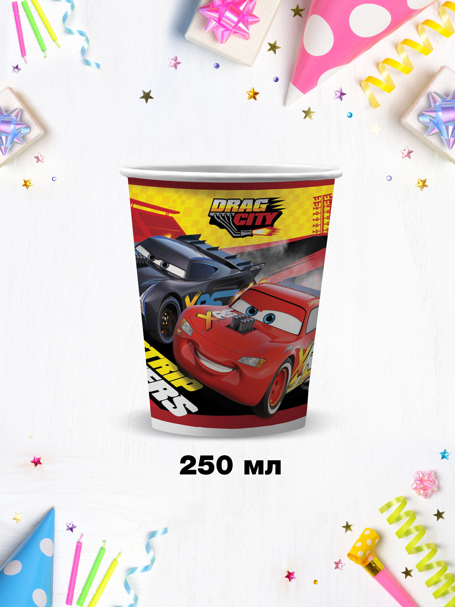 Набор одноразовых стаканов Disney Тачки бумага, 6х250 мл - фото №3