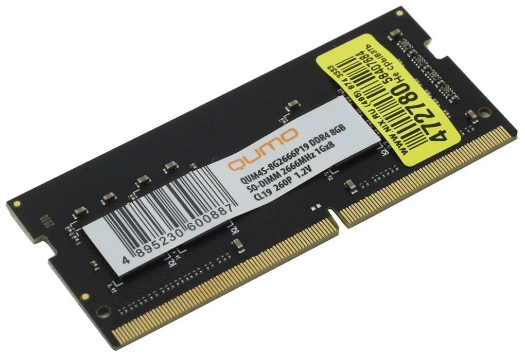 Оперативная память Qumo 8 ГБ DDR4 2666 МГц SODIMM CL19 QUM4S-8G2666P19