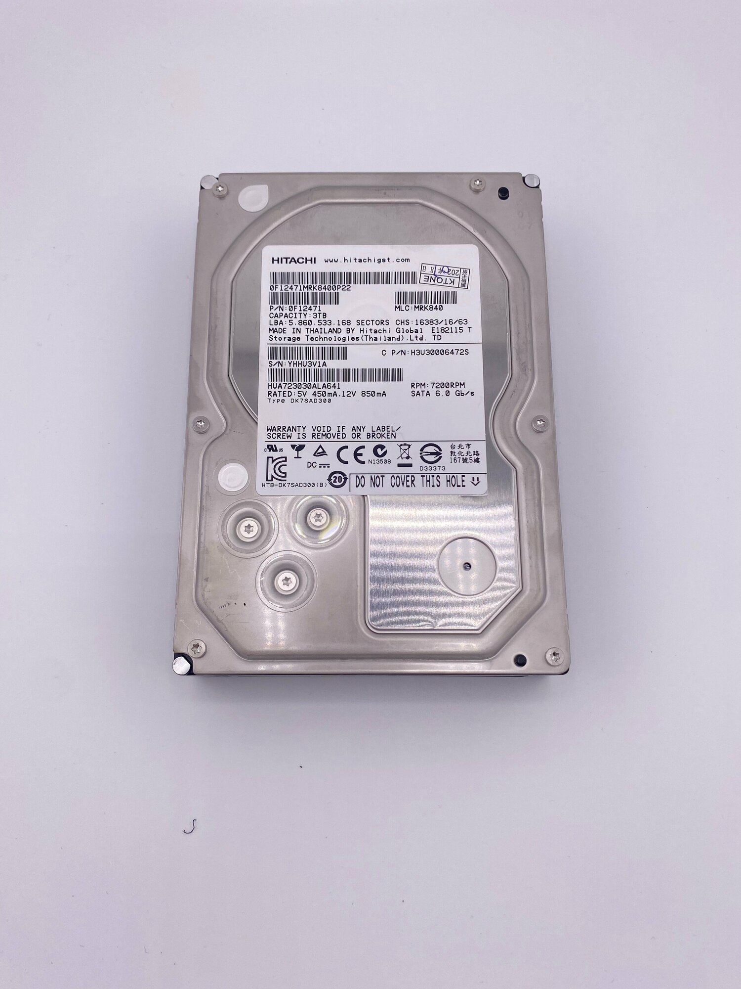 Жесткий диск Hitachi Ultrastar 7K3000 SED 3Tb (U600/7200/64Mb) SED 6G SATAIII HUA723030ALA641, 0F12471, H3U30006472S