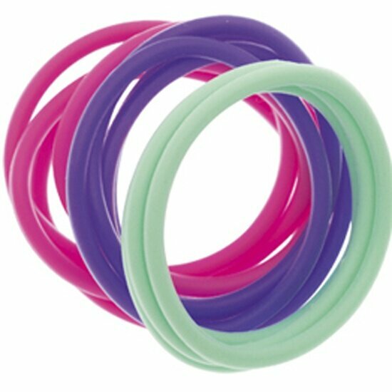 Резинки для волос Dewal Beauty силикон, фиолетовый/розовый/ зеленый, 12шт