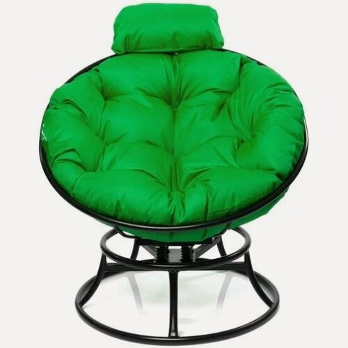 Изображение товара Садовое кресло M-group м-групп папасан пружинка мини без ротанга чёрное, зелёная подушка