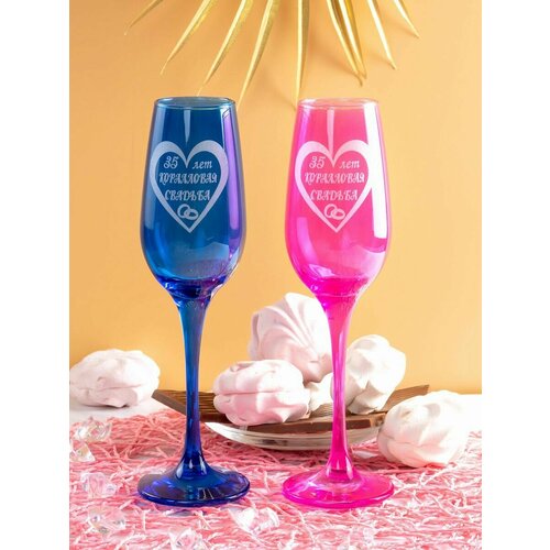 Фужеры для шампанского Коралловая свадьба 35 лет