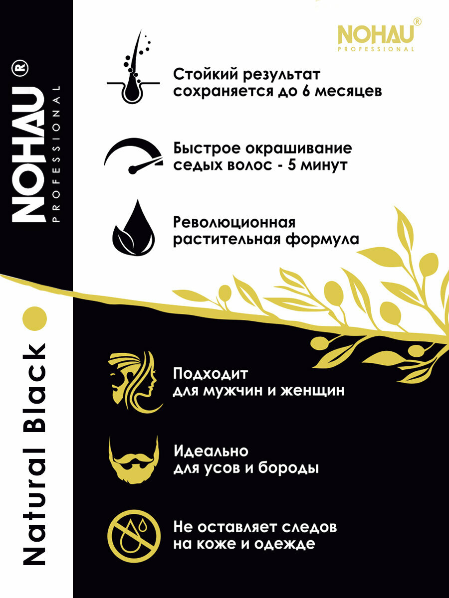 Шампунь - краска для волос черная Nohau professional.3штх25ml