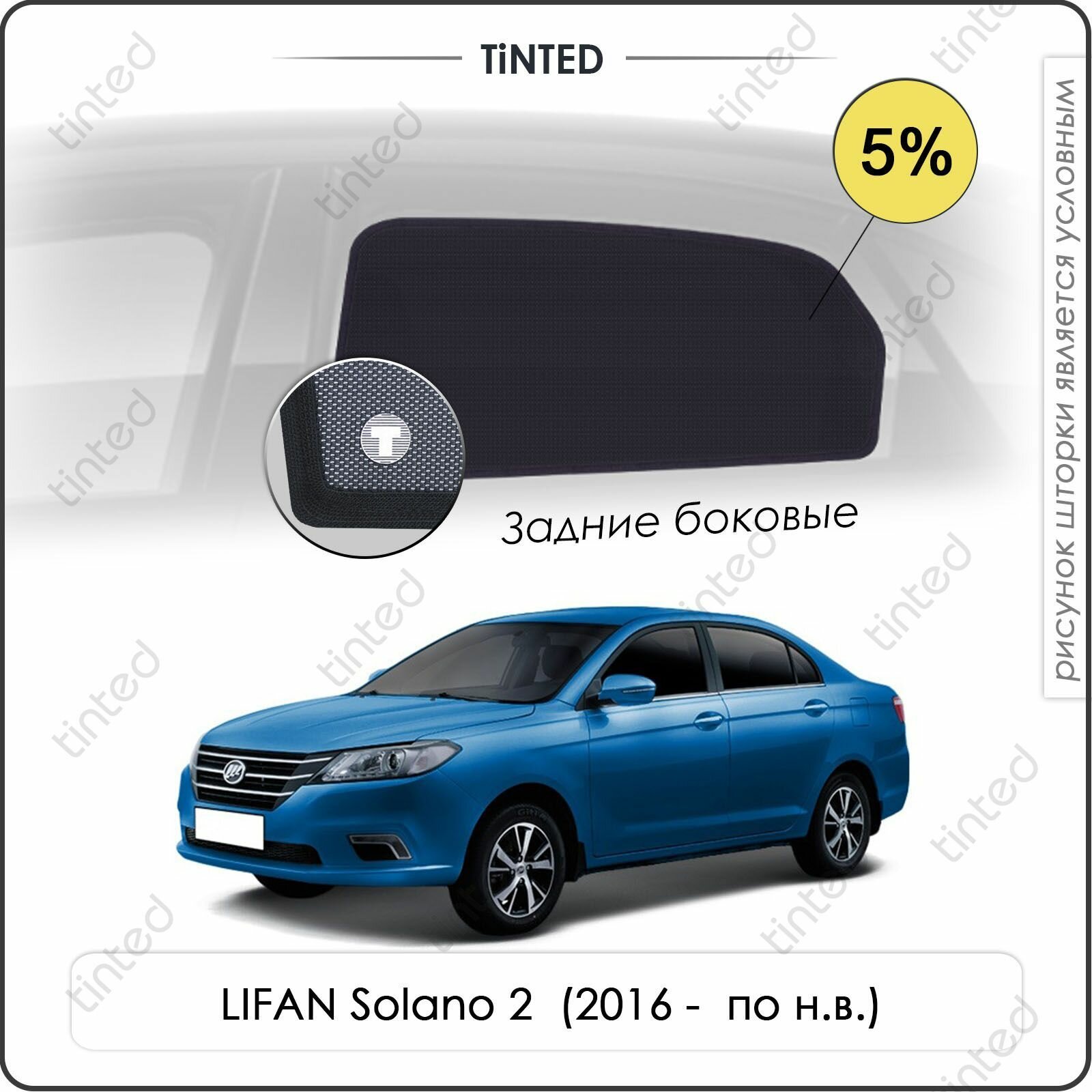 Шторки на автомобиль солнцезащитные LIFAN Solano 2 Седан 4дв. (2016 - по н. в.) на передние двери 5% сетки от солнца в машину лифан солано Каркасные автошторки Premium